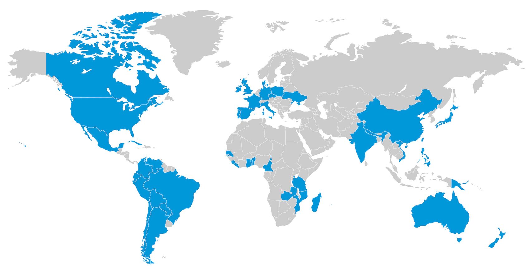 Carte de l'implantation de l'ordre Hospitalier Saint Jean de Dieu dans le monde